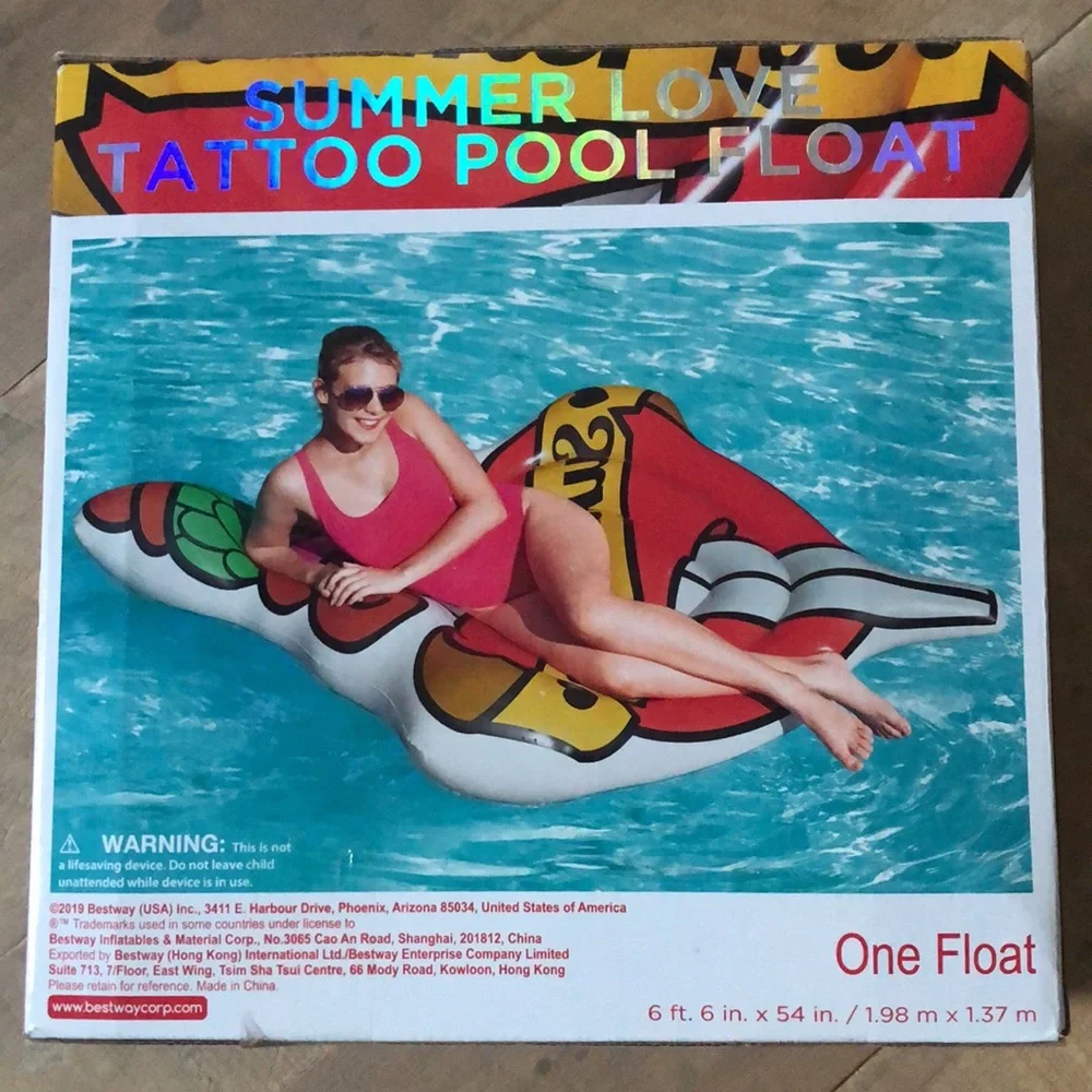 Pool Float Summer Love ❤️ Tattoo ⚔️ H20 GO Bestway 6x54x6 NWT - Picture 2 of 14